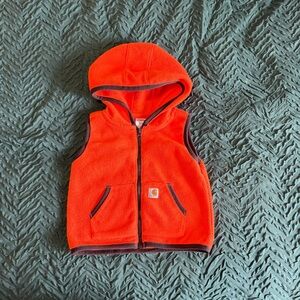 Carhartt Infant Full Zip Fleece Hooded Vest Size 12M Orange
